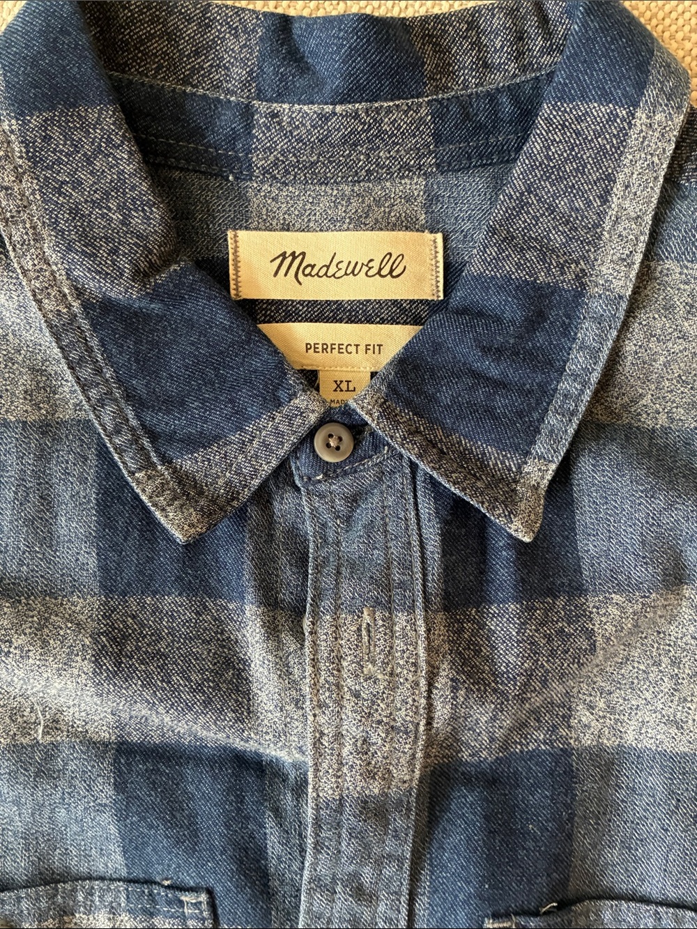 Madewell Indigo Plaid Denim-Style Shirt